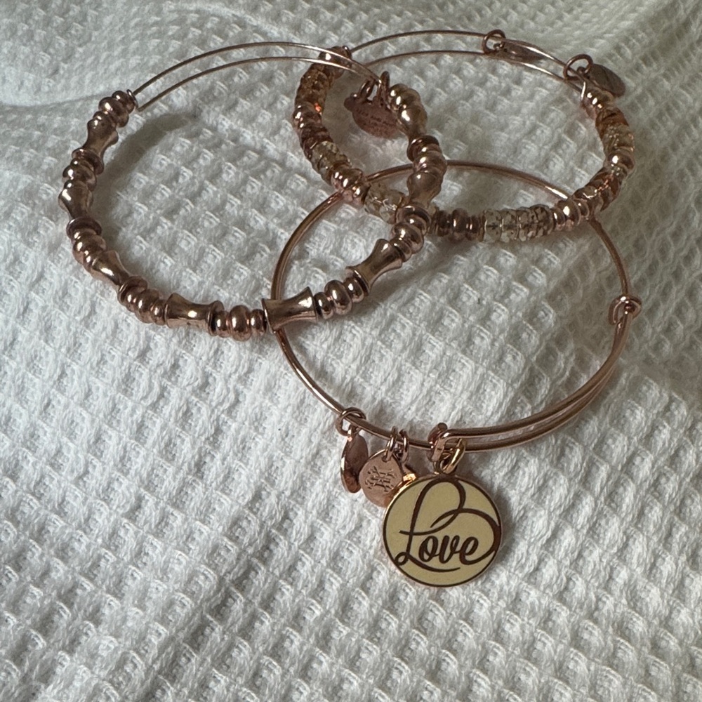 Alex and Ani Love 3 piece set- Rose Gold-tone